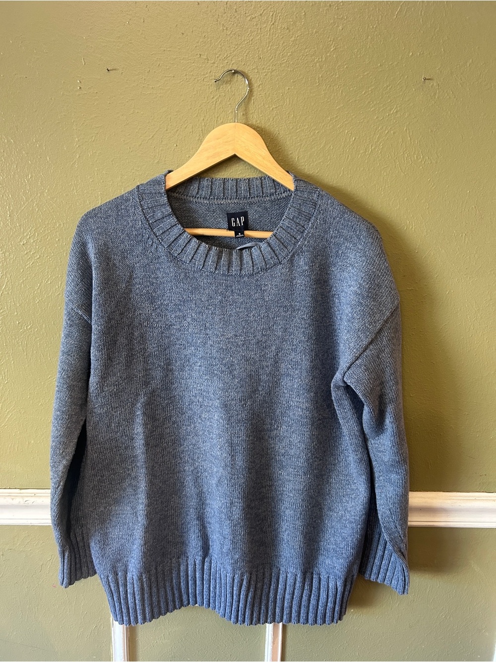 GAP Men's Crewneck Cotton Sweater Slate Blue Minimalist Preppy Poet Academia S